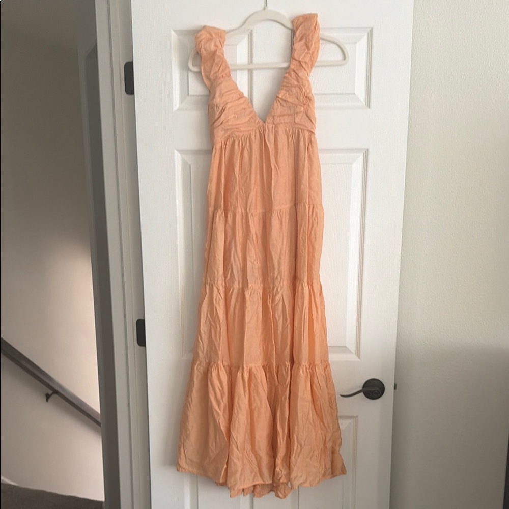 Chic Peach Tiered Maxi Dress